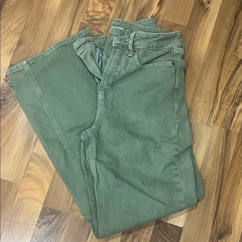 Old Navy Olive High-Rise Wide Leg Jeans